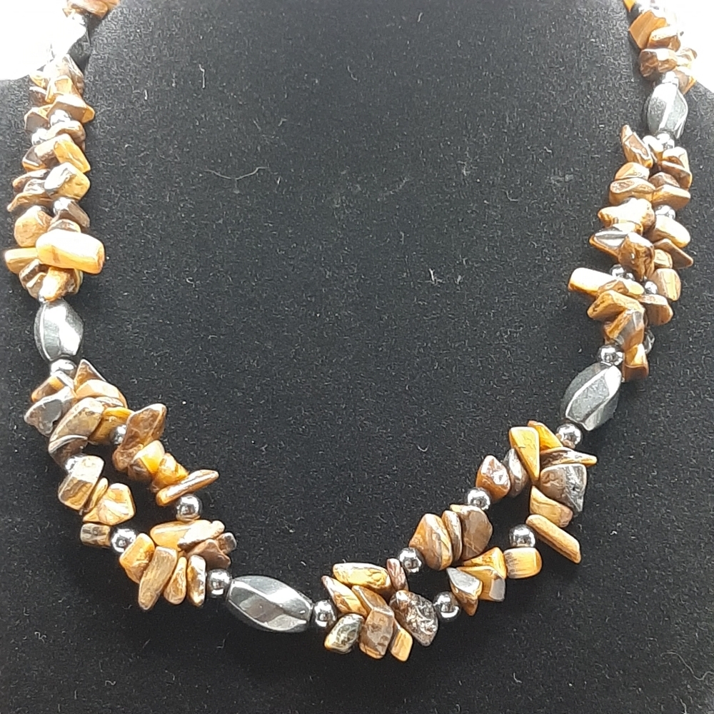 Tigers Eye and Magnetic Hematite Necklace
